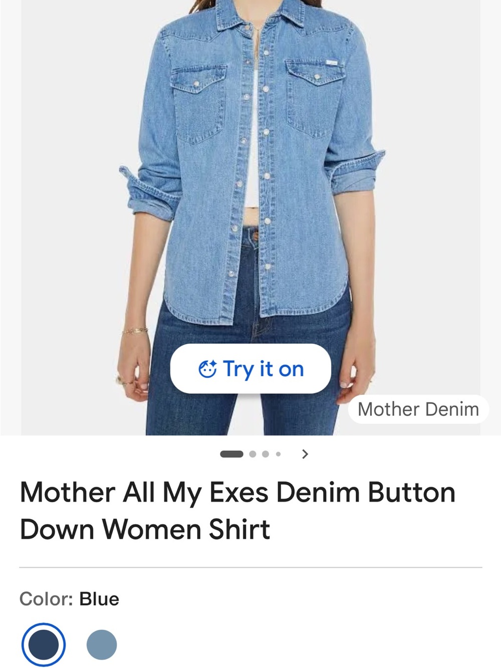 MOTHER Light Blue Denim Button-Down Shirt - Picture 4 of 9